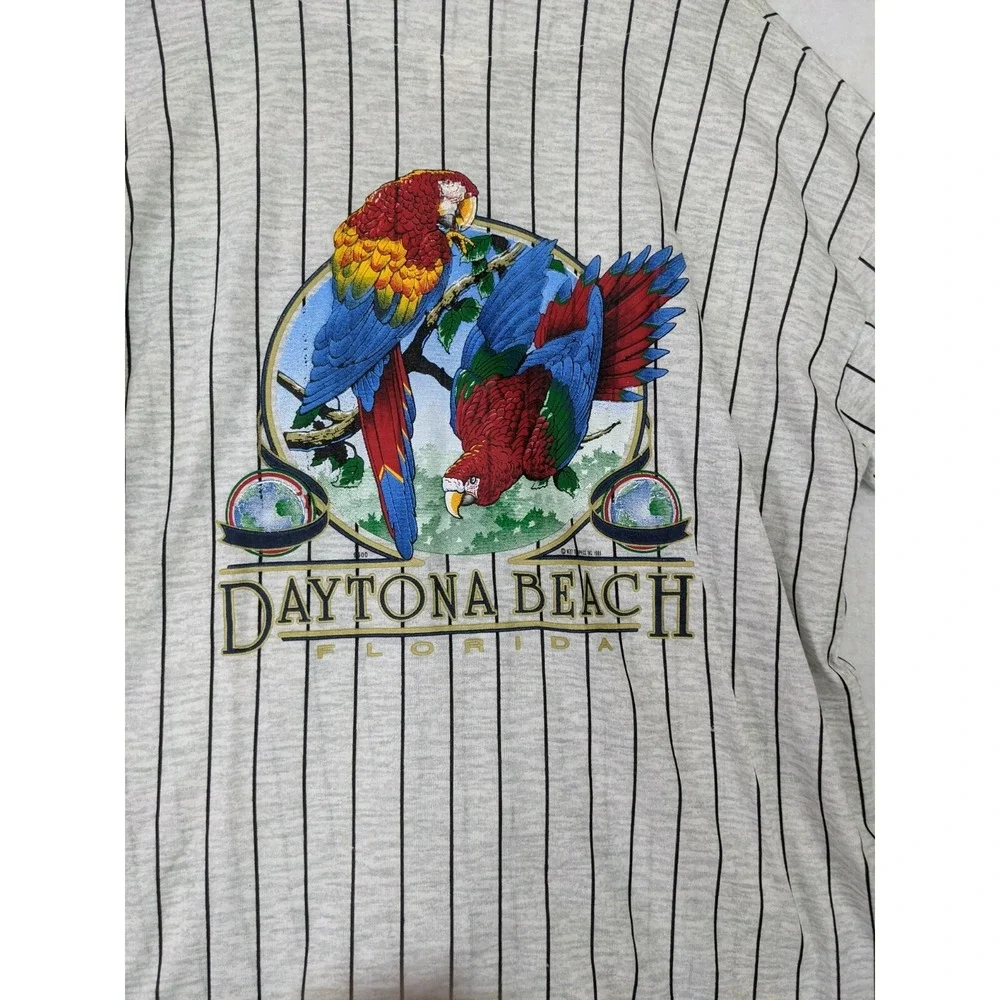 Daytona Beach FL Mens Shirt Sz One Size‎ Stripe Tropical Bird Avi Inc